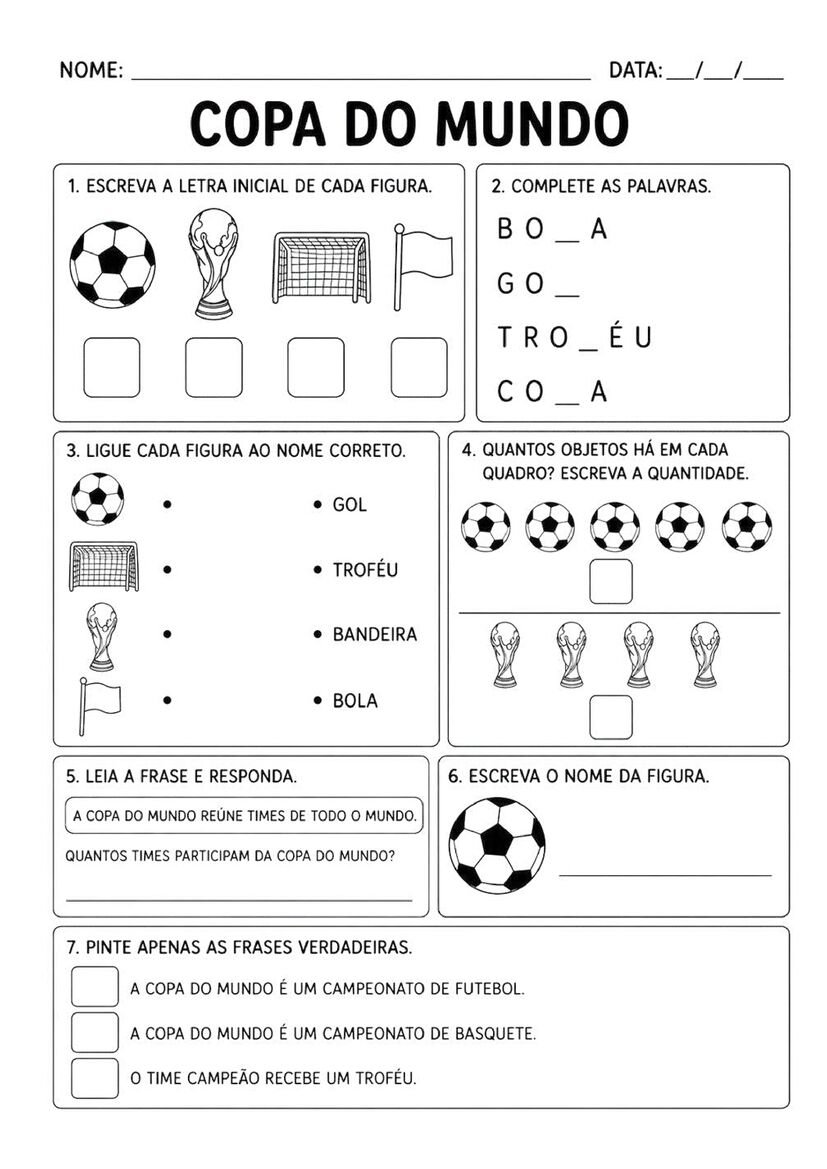 Atividades copa do mundo 1º ano para imprimir para baixar página 4